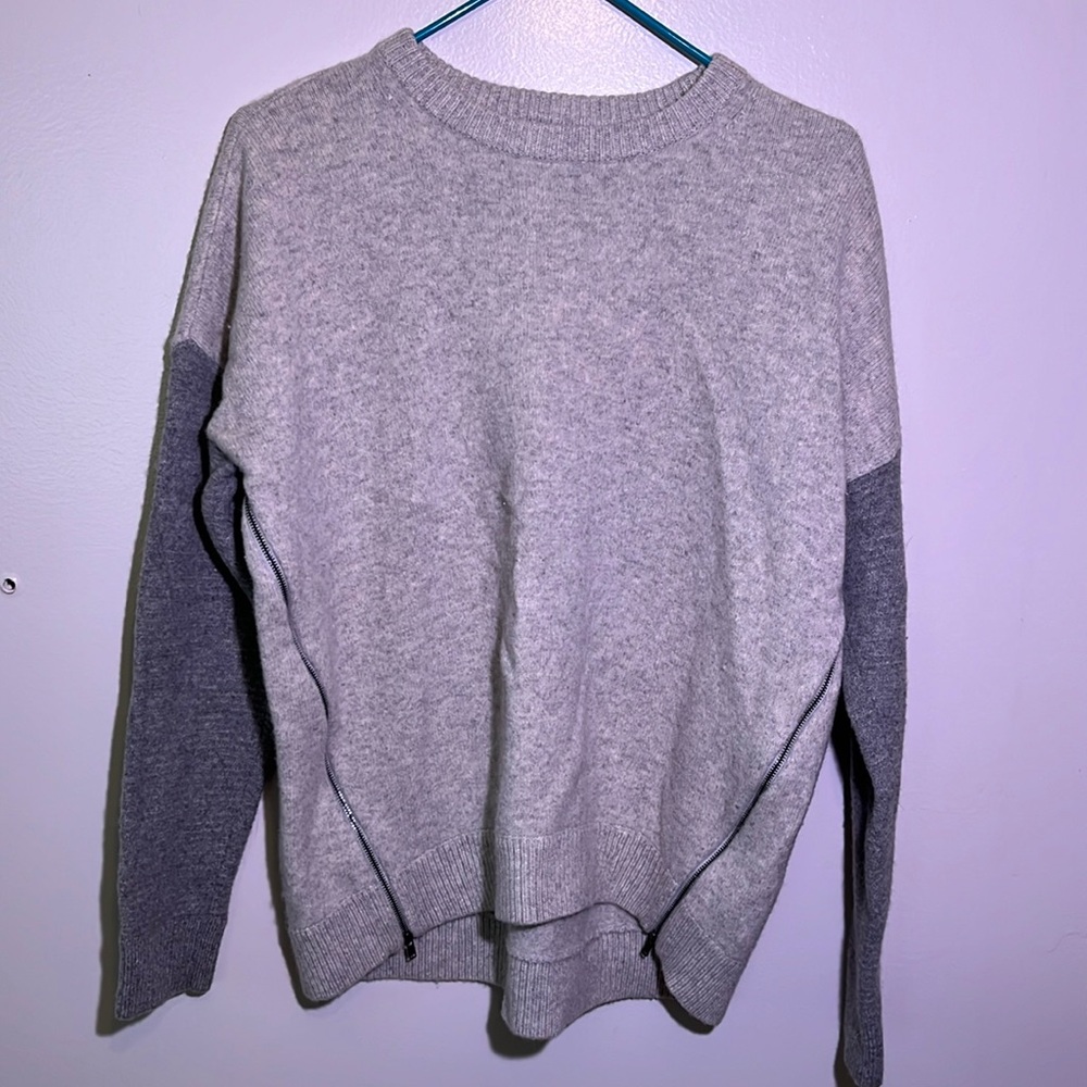 Women’s J Crew Stylish Two Tone Sweater with side Zippers